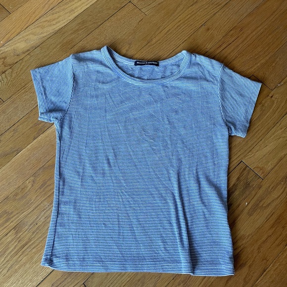 Brandy Melville Tops - Brandy Melville Light Blue Ribbed Short Sleeve Tee